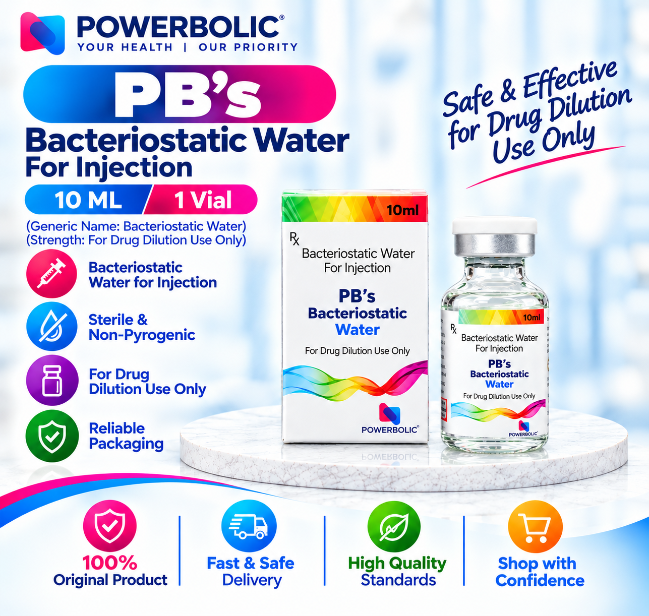 PB’S BACTERIOSTATIC WATER 10 ML